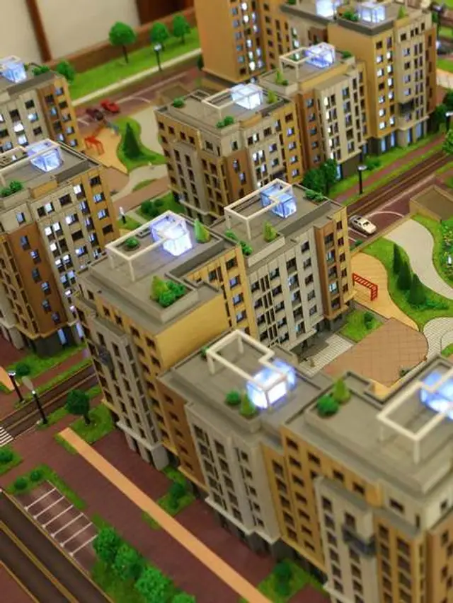 Макет кварталов Expo City с подсветкой крыш, 1:250